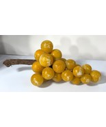 Vintage Alabaster Stone Grapes Cluster Wooden Stem Decorative Piece Dist... - $1,616.92 MXN