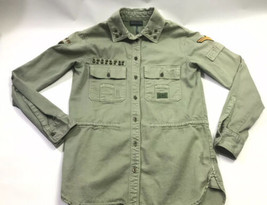 Kendall &amp; Kylie Army Green Military Style Lightweight Jacket Patch Coat ... - $21.00
