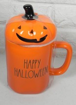 Rae Dunn Mug Happy Halloween With Pumpkin Topper Orange Black 2021 New - £19.61 GBP