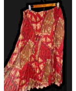 Ruby Rd Maxi Skirt Crinkle Pull On Long Red Tan Romantic Boho Western Y2... - $81.36 CAD