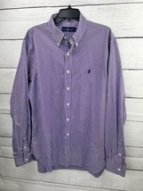 Polo Ralph Lauren Purple White Stripped Dress Button Down Shirt Mens 17 X 43 - £11.95 GBP