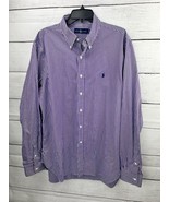 Polo Ralph Lauren Purple White Stripped Dress Button Down Shirt Mens 17 ... - £11.72 GBP