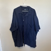 Polo Ralph Lauren Caldwell Shirt Men&#39;s 4XB Blue Silk Linen Loop Collar C... - $34.87