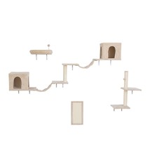 Wall-mounted Cat Tree, Cat Furniture with 2 Cat Condos House, 3 Cat Wall Shelves - £321.10 GBP