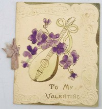 Antique Davidson Bros To My Valentine Greeting Card w/Purple Ribbon 3.5&quot; x 4.25&quot; - £7.41 GBP