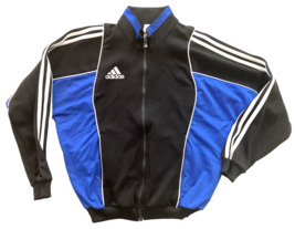 Vintage Adidas Running Track Jacket Men Small Blue Black Colorblock Full Zip Y2K - £19.62 GBP