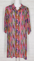 APNY Shirt Dress Color Play Multi Color Print 3/4 Sleeve Button Down NWT... - $53.99