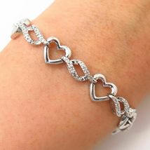 5.75CT Round Diamond Multi-Heart Link Engagement Bracelet in 14K White Gold Over - £124.44 GBP
