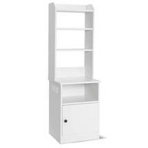 6-Tier Bookshelf Nightstand with Charging Station and Cabinet-White - Co... - $2,334.17 MXN