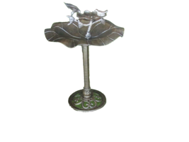 Big Leaf Birdbath Arcadia Resin Metallic Bronze Color CX765 - £147.63 GBP