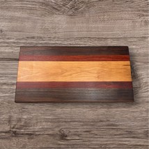 Handcrafted Cutting Board 9x18 Cherry Walnut Padauk Hardwood Sleek Moder... - $55.00