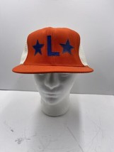 Vintage 70s 80s L Stars Logo Snapback Hat Mesh Back Trucker Cap Made in USA - $19.79