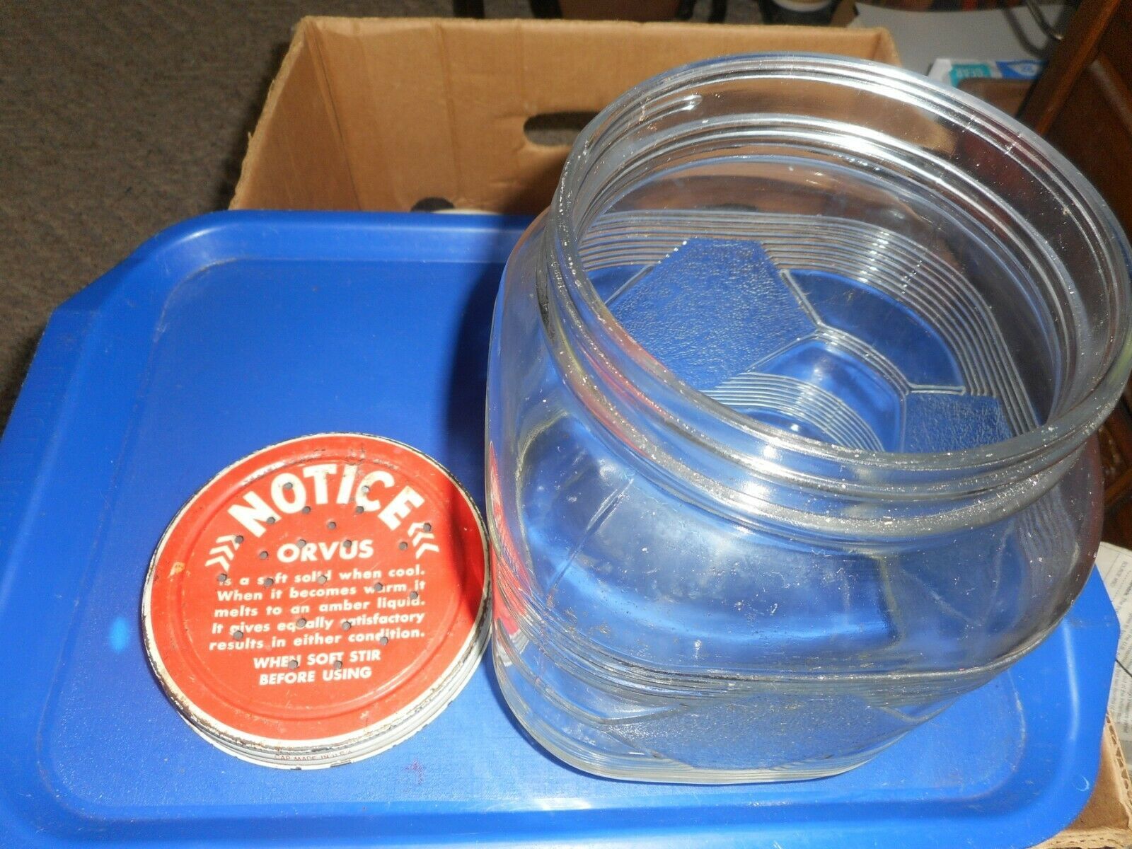 Old General Store Lg Square 8" Glass Pickle Candy Jar/Lid/ANCHOR HOCKING - 5498 - $74.38