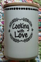 &quot;Cooking With Love&quot; ~ Ceramic/Glass Jar w/Wooden Lid ~ 3.75&quot; Dia x 5.25&quot;... - $49.22 CAD