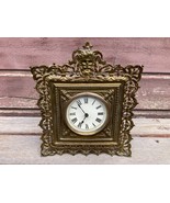 VTG BRASS CLOCK CASE SQUARE w OLD MAN &amp; HOURGLASS DESIGN ORNATE - $59.35