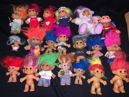 Lot of 20 Vintage Russ Troll Doll Figurines Blue Pink Yellow Red Orange Rare - £116.00 GBP