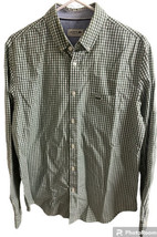 Lacoste Medium 40 Mens Long Sleeve Green White Checkered Plaid Reg Fit Shirt VTG - £22.58 GBP