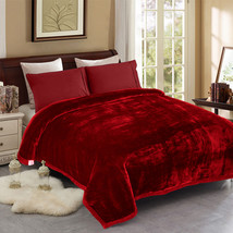 Burgundy Queen Solid Color &amp; Rose Printed Blanket 2 Reversible Winter Blanket - £92.37 GBP