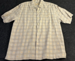 Tommy Bahama Shirt Men&#39;s Large Brown Plaid Lyocell Short Sleeve Button Up - $19.74
