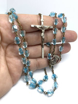 vintage blue glass rosary - $856.64 MXN