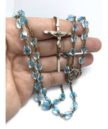 vintage blue glass rosary - £39.50 GBP