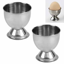2 Stainless Steel Single Boiled Egg Cup Holder Eggs Kitchen Utensils Food Cook - £12.82 GBP