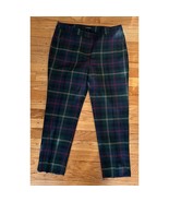 Talbots Women Size 12P Petite Green Plaid Hampshire Ankle Pants Wool Blend - £30.95 GBP