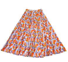 NWT Francis + Benedict Maxi in Orange Poppy Floral Cotton A-line Skirt M... - $91.08