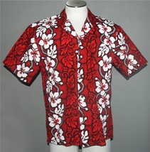 VTG KY&#39;S Hawaiian Tropical White Hibiscus Red Chest Pocket Button Shirt ... - $29.99