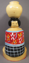 Napkin Holder Asian Woman Wooden Hand Painted 7&quot; x 4&quot; VINTAGE 1983 Taiwan - £6.23 GBP