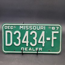 Vintage Aluminum DEC 1987 Green White Missouri Dealership License Plate D3434-F - £7.11 GBP