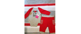 Celebrate Valentine&#39;s Day Baby Boy Red/Grey 2 pc Outfit Set 0-3M - £7.86 GBP