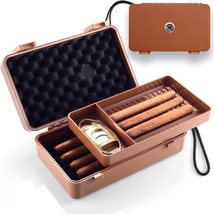 Cigar Case Travel Humidor Holder Portable With Cutter Box 10 Tube Brown ... - £31.07 GBP