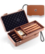 Cigar Case Travel Humidor Holder Portable With Cutter Box 10 Tube Brown ... - £31.06 GBP
