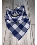 Handmade Tie on Pet Dog Bandana ~ Blue &amp; White check fabric Bandanna - €7,56 EUR