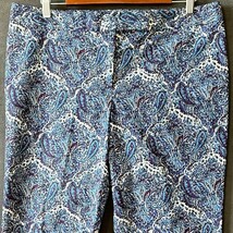 Talbots Paisley Pants Blue Purple Cotton Stretch Modern Fit - Women&#39;s 12... - $56.95