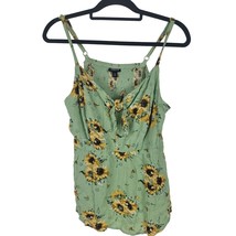 Torrid Tank Top 00 Womens Plus Size Green Sunflower Print Adjustable Straps - $19.68