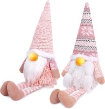 D FantiX Pink Christmas Valentine Gnomes Decorations 2Pack Handmade Swed... - $48.97