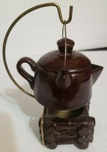 Menschik Goldman Mini Coffee Pot Campfire Teapot Candle Holder Brown RARE Japan - £14.50 GBP