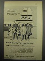 1955 Pan American Airline Ad - Now - Family Fares to Europe - £14.78 GBP