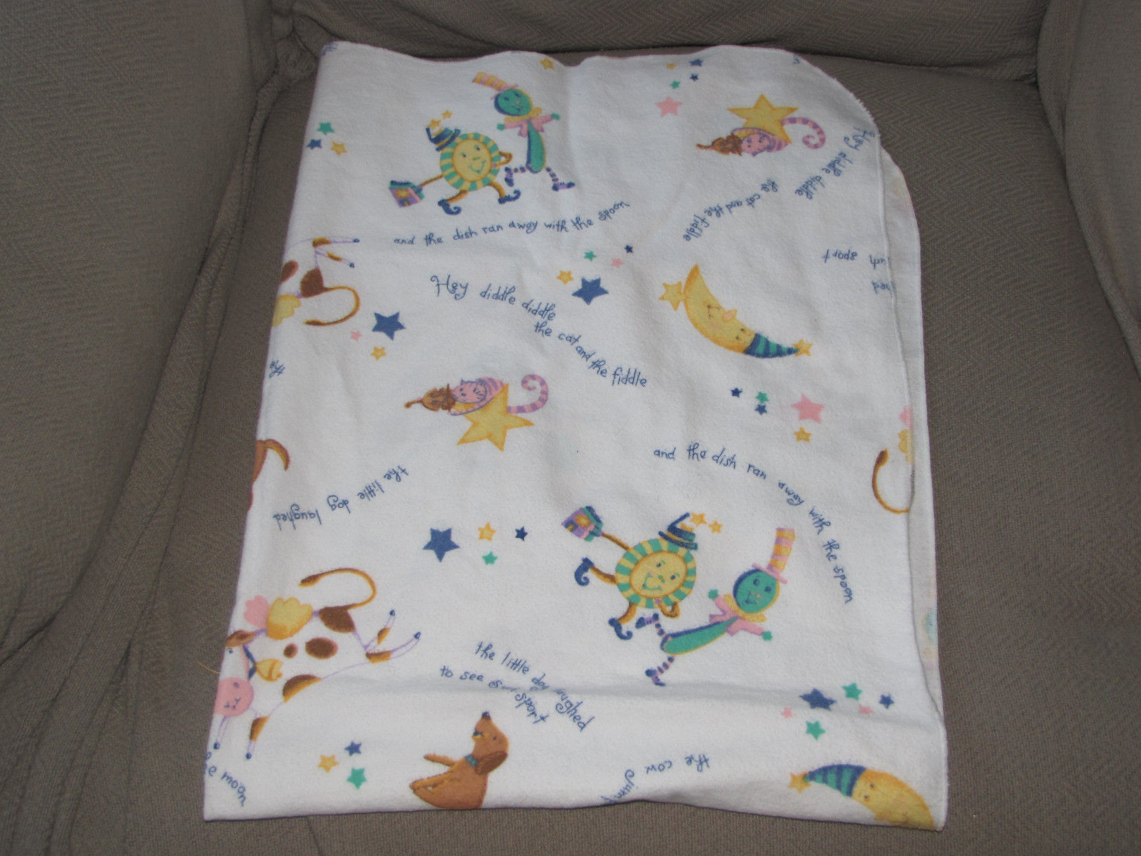 KIDSLINE HEY DIDDLE DIDDLE BABY RECEIVING BLANKET COTTON FLANNEL - $27.71