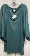 NWT Lularoe 3XL Solid Emerald Green Naomi V-neck Tunic Sweater - £30.06 GBP