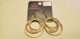 Paparazzi Earrings (New) Elegantly Entangled Gold #0051 - £6.83 GBP