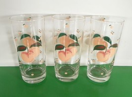 Anchor Hocking Glass PEACHES Highball Tumbler (s) LOT OF 3 Fruit Vintage... - £17.96 GBP