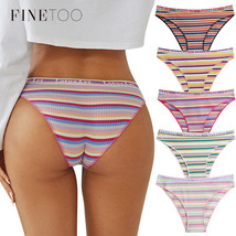 3Pcs/set Colorful Stripes Panties Womens Cotton Briefs M-XL Low-Ris - £6.32 GBP