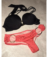 Victoria Secret Swim Bikini Top 32B  Bombshell Push Up Black Solid XS Bt... - £105.13 GBP