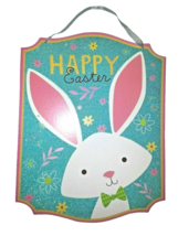 Happy Easter Bunny Hanging Sign Décor 10.5&quot; x 13.5&quot;w - £5.38 GBP