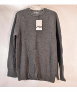 Zara Mens Crewneck Sweater Wool Cashmere Gray M NWT - $135.40 CAD