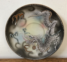 Vintage Moriyama Moriage Hand Painted Dragon Smokey Gray Tea Saucers Jap... - £29.50 GBP