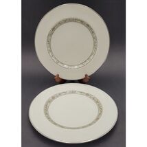 Set of 2 Lenox Springdale Dinner Plates Platinum Trim - $29.99